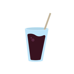 Glass of soda with straw. Vector