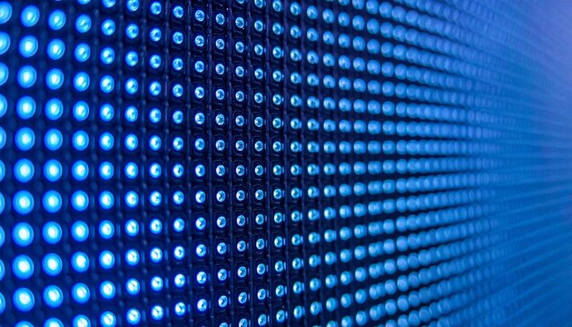 Blue led panel displaying light emitting diodes close up electronic technology background