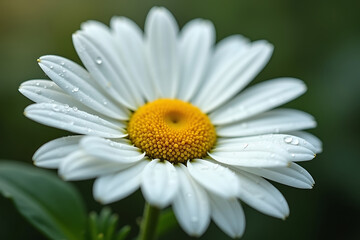 Fototapeta premium Close-up shot of a delicate white daisy flower with water droplets in sunlight