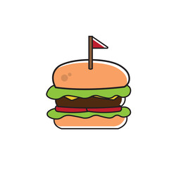 Cheeseburger with flag top. Vector