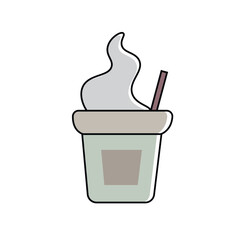 Hot coffee cup with steam. Vector