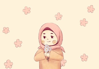 Muslim girl clipart illustration png drawing
