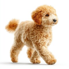 Poodle walking gracefully in urban park animal photography side profile natural light