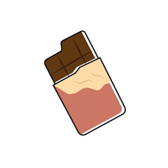 Chocolate bar partially wrapped. Vector