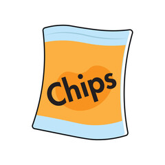 Yellow chips bag. Vector