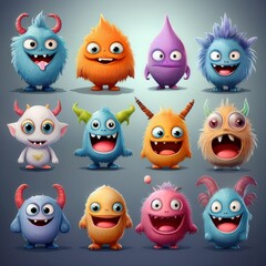 Fototapeta premium set of funny monsters