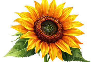 Naklejka premium Vibrant Sunflower a symbol of joy and summer depicted with rich golden petals against a stark on transparent background