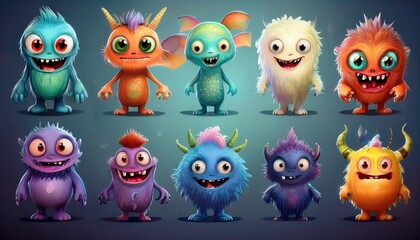 Obraz premium set of funny monsters