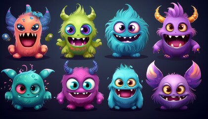 set of funny monsters