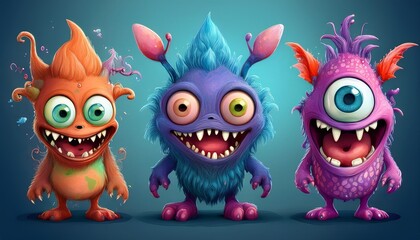 Fototapeta premium set of funny cartoon monsters