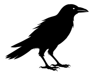 Crow Walking Silhouette SVG | Black Bird Vector Design