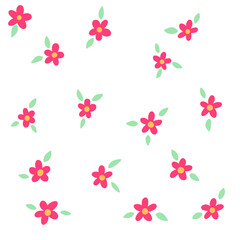 Tiny Red Flower Leaf Spring Flat Illustration Pattern Png Element