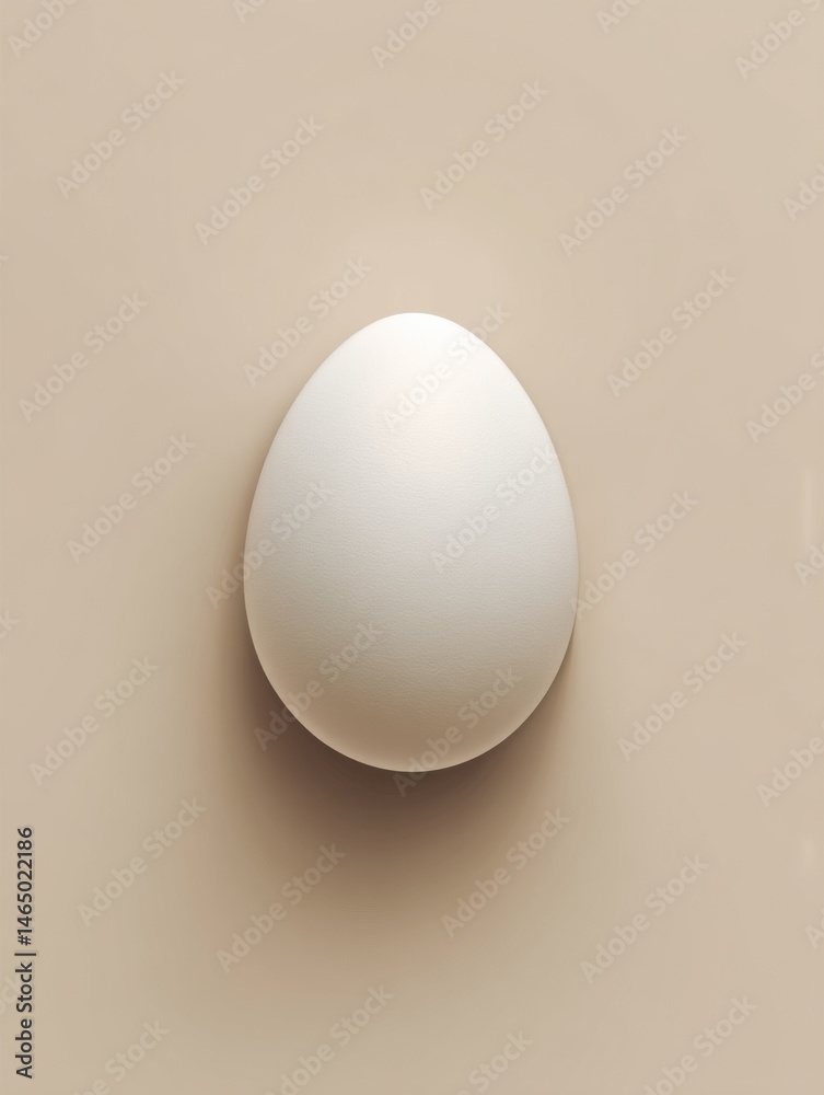 Poster Minimalist Composition Featuring a Singular White Egg Shape Centered on a Soft Beige Background to Evoke Simplicity and Calmness Generative AI