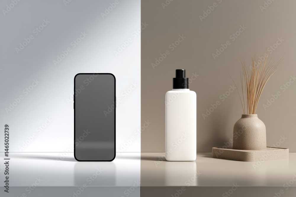 Leinwandbilder modern minimalist product display featuring a smartphone and clean gradient background on a sleek su