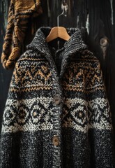 Nordic wool jacket with geometric patterns