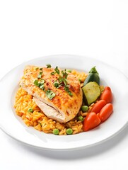 Healthy Dinner Plate with Grilled Chicken, Orzo, and Colorful Vegetables | Flavorful and Nutritious Home-Cooked Meal