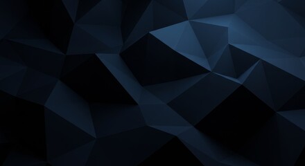 Obraz premium Dark Polygonal Geometric Surface Background - Abstract dark blue low poly background, symbolizing depth, mystery, technology, structure, and design