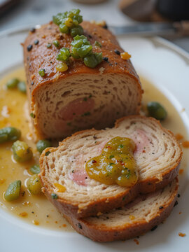 Stunning ham hock & trotter terrine with piccalilli