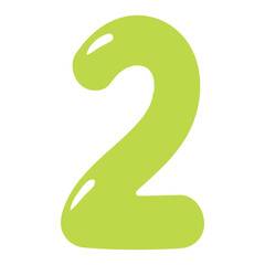 Number, figure 2 shaped balloon, rounded glossy design, isolated vector on transparent background. Hand drawn illustration. Holiday, party, celebration, anniversary, birthday card, banner element