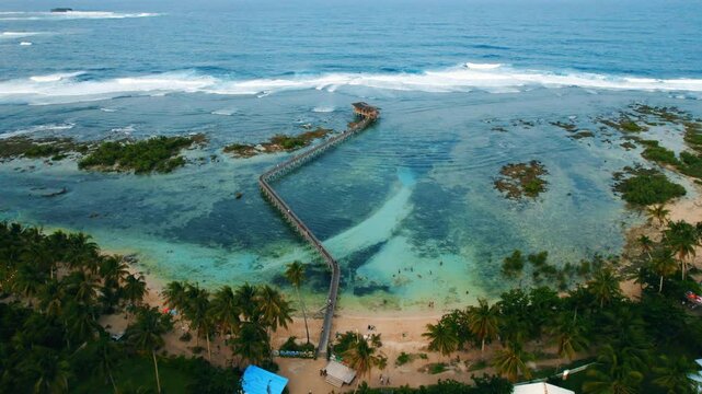 4K Aerial Drone Footage of Cloud 9 Surf Spot in Siargao, Philippines &ndash; Famous Boardwalk and Breaking Waves