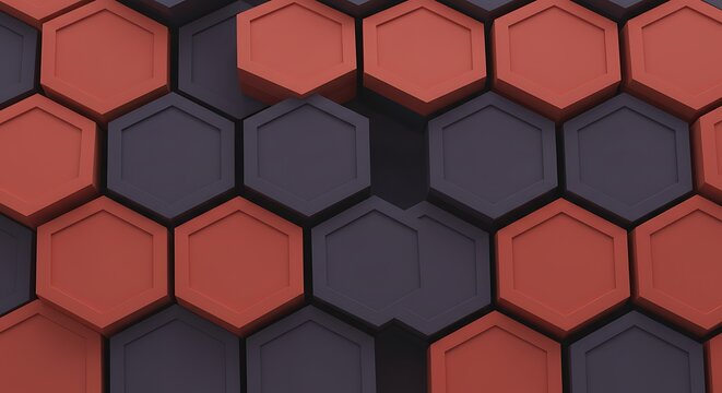 Abstract Hexagon Pattern: Red and Gray 3D Background