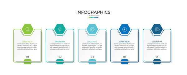Vector Infographic label design template with icons and 5 options or steps.