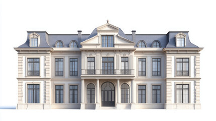 Fototapeta premium Timeless Architecture: 3D Render of Old Building Isolated on White Background