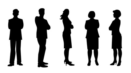 set of a group of standing business people