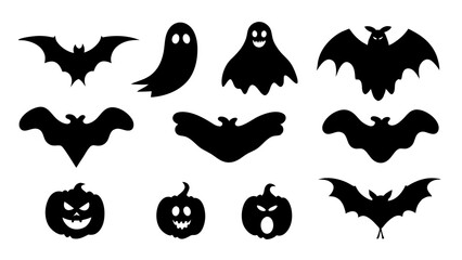Fototapeta premium set of halloween icon silhouette vector on tranparent background