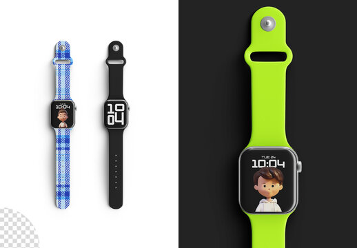 Smart Watch Screen and Band Mockup