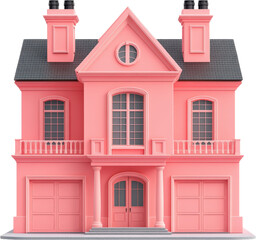 3D Rendered Pink Mansion Exterior
