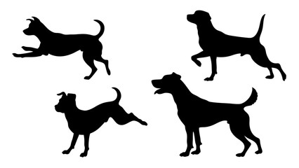 set of dog different pose silhouette vector