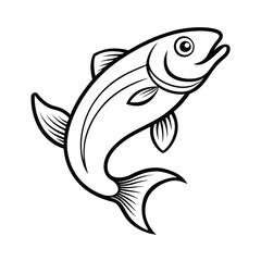 a jumping fish line art vector art silhouette