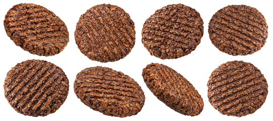 Plant based burger patty isolated on white background with clipping path