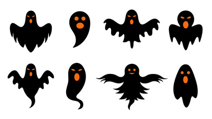 Fototapeta premium set of halloween ghost vector on tranparent background