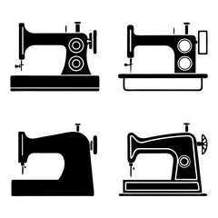 Stylish Sewing Machines Collection for Textile and Garment Work , Editable Vector Set for Designers

