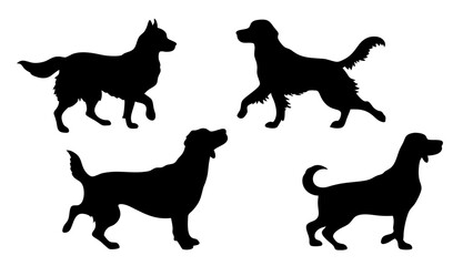set of dog different pose silhouette vector