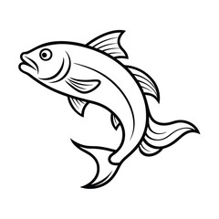 a jumping fish line art vector art silhouette