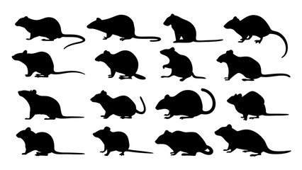 Fototapeta premium set of rats silhouette vector on tranparent background