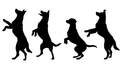 set of dog different pose silhouette vector