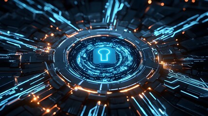 Fototapeta premium Abstract digital illustration of a security keyhole.