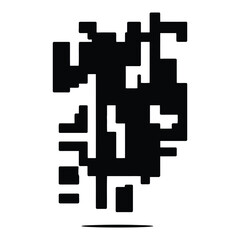 Fototapeta premium Pixel art of a tree. Black and white vector illustration isolated on white background.