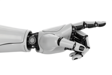 Robotic hand pointing his finger  isolated on white background PNG