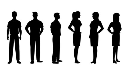 set of a group of standing business people