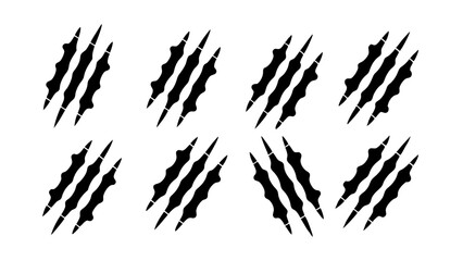 set of black claws scratches animals silhouette