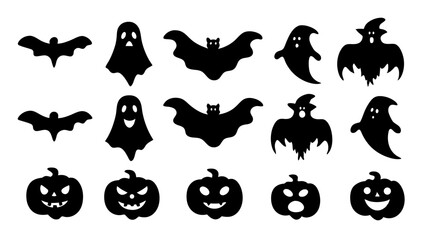 Obraz premium set of halloween icon silhouette vector on tranparent background