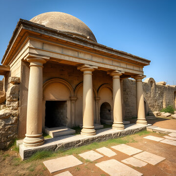 Mausoleum with two loculus graves dated to the Late Roman and Early Byzantine periods, and identified by a medieval tradition as the tomb of Shammai. High quality photo