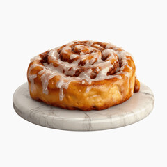 Delicious Glazed Cinnamon Roll on Marble Surface