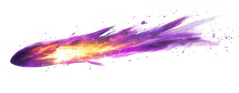 Purple and Orange Comet Trail, Space, Energy, Magic