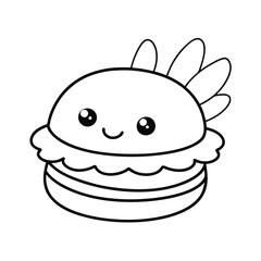 Obraz premium a kawaii macaron tiny wings coloring line art vector art silhouette